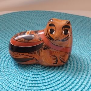 Vtg Mexican Pottery Tonala Brown Cat